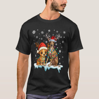Italian Greyhound Christmas Lights Santa Hat Reind Tシャツ