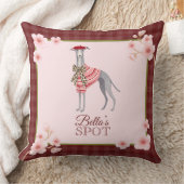 Italian Greyhound Cute Dog Checkered Cherry Apron クッション (ブランケット)
