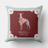 Italian Greyhound Cute Dog Floral Checkered Pillow クッション (正面)
