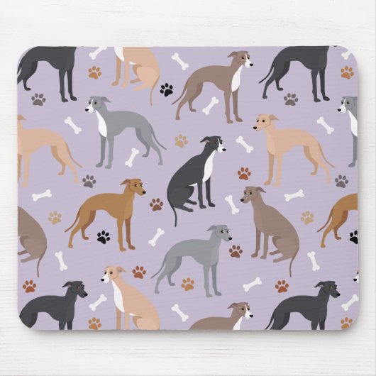 Italian Greyhound Dog Bones and Paws マウスパッド (正面)