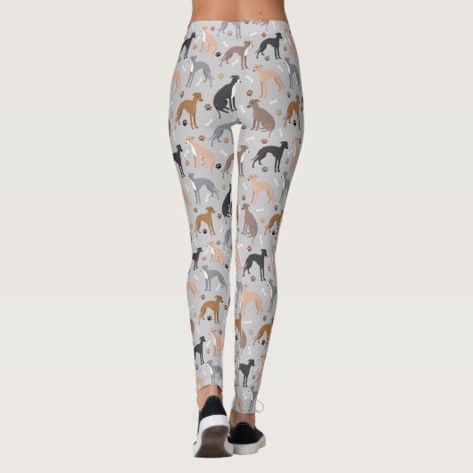 Italian Greyhound Dog Bones and Paws Leggings レギンス (裏面)