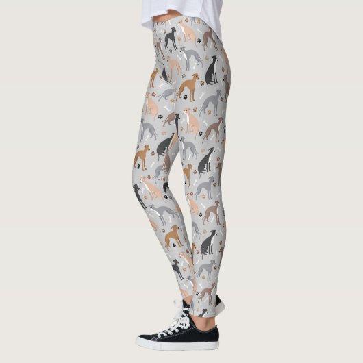 Italian Greyhound Dog Bones and Paws Leggings レギンス (左)