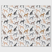 Italian Greyhound Dog Bones and Paws Wrapping Pape ラッピングペーパー (フラット)