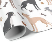Italian Greyhound Dog Bones and Paws Wrapping Pape ラッピングペーパー (ロールコーナー)