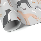 Italian Greyhound Dog Bones and Paws Wrapping Pape ラッピングペーパー (ロールコーナー)