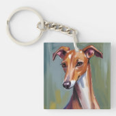 Italian Greyhound | Dog Watercolor Painting キーホルダー (正面)