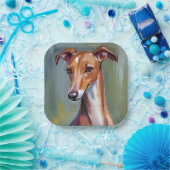 Italian Greyhound | Dog Watercolor Painting ペーパープレート (パーティー)
