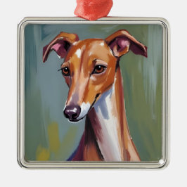 Italian Greyhound | Dog Watercolor Painting メタルオーナメント