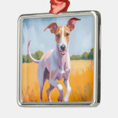 Italian Greyhound | Dog Watercolor Painting メタルオーナメント (左)