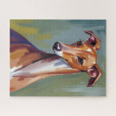 Italian Greyhound Dog Watercolor Pet Painting ジグソーパズル (横)