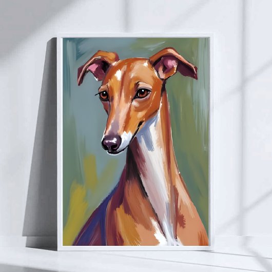Italian Greyhound Dog Watercolor Pet Painting ポスター