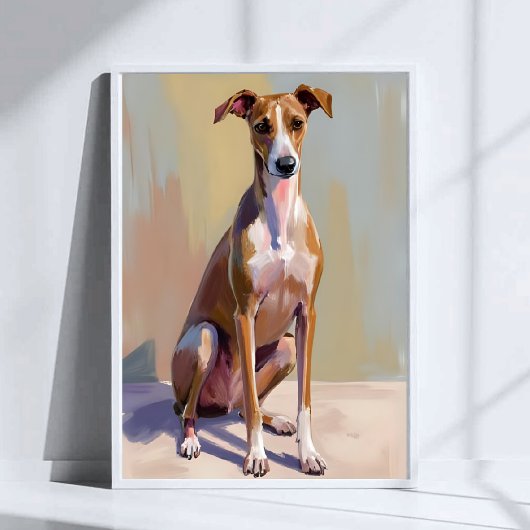 Italian Greyhound Dog Watercolor Pet Painting ポスター