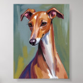 Italian Greyhound Dog Watercolor Pet Painting ポスター (正面)