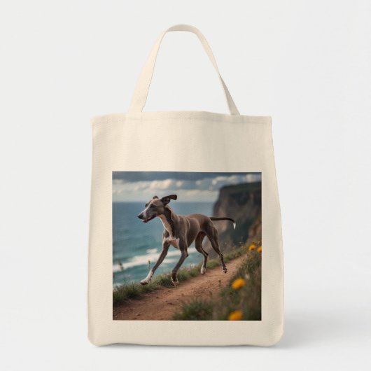 Italian Greyhound Elegant Grocery Tote Bag トートバッグ (正面)