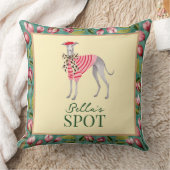 Italian Greyhound Magnolia Checkered Throw Pillow クッション (ブランケット)