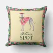 Italian Greyhound Magnolia Checkered Throw Pillow クッション (正面)