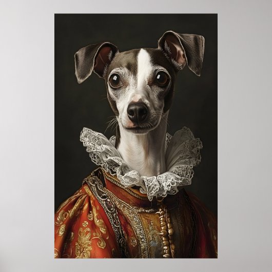 Italian Greyhound Renaissance Portrait, Funny Dog ポスター (正面)