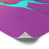 Italian Greyhound Whippet blue silhouette colorful ポスター (角)