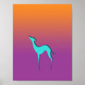 Italian Greyhound Whippet blue silhouette colorful ポスター (正面)