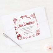 Italian Hand Drawn Pizza Ciao Bambino Baby Shower スクエアシール (封筒)