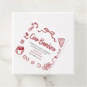 Italian Hand Drawn Pizza Ciao Bambino Baby Shower フェイバータグ (インサイチュ)