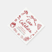 Italian Hand Drawn Pizza Ciao Catalina Baby Shower スタンダードカクテルナプキン (角)