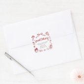 Italian Hand Drawn Special Delivery Baby Shower スクエアシール (封筒)