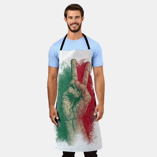 Italian Hand Gesture Sing Language Funny Italy エプロン (着用した状態)