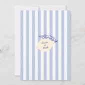 Italian Hand Written Yellow & Blue Stripes Wedding 招待状 (裏面)