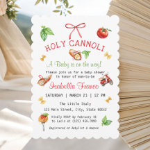 Italian Holy Cannoli Baby Shower Invitation