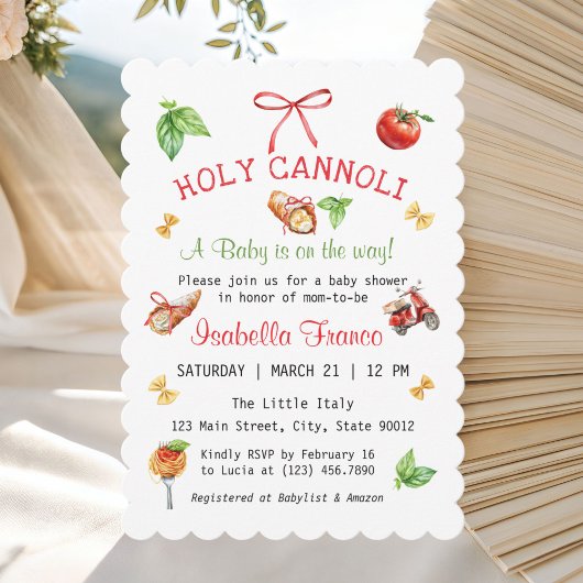 Italian Holy Cannoli Baby Shower Invitation 招待状