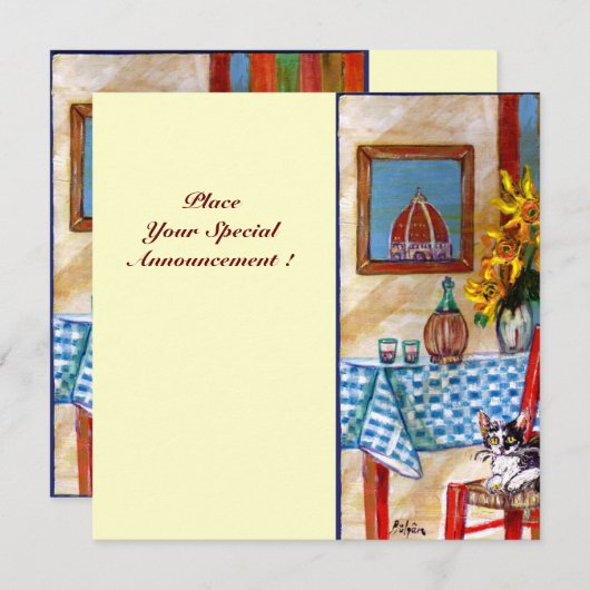 ITALIAN KITCHEN IN FLORENCE, Red Blue 招待状 (正面/裏面)