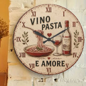 Italian Kitchen Rustic Wine & Pasta Farmhouse ラージ壁時計