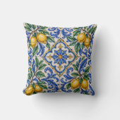 Italian Lemon Azulejo Tile クッション (正面)