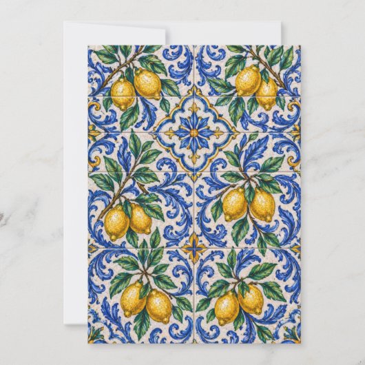 Italian Lemon Azulejo Tile 招待状 (正面)