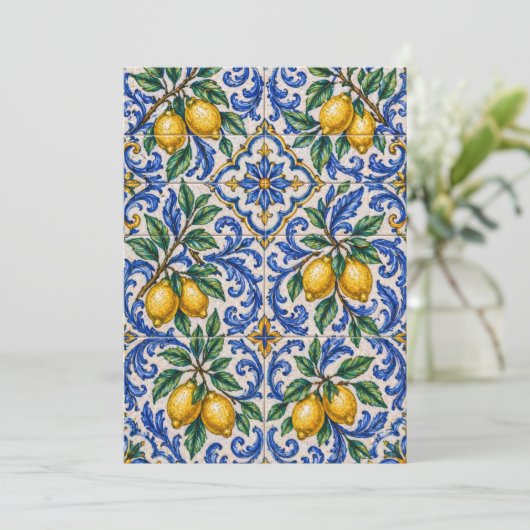 Italian Lemon Azulejo Tile 招待状 (スタンド正面)