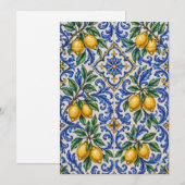Italian Lemon Azulejo Tile 招待状 (正面/裏面)