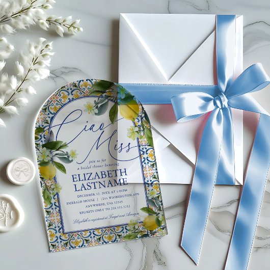 Italian Lemon Bridal Shower Acrylic Invitations アクリル招待状