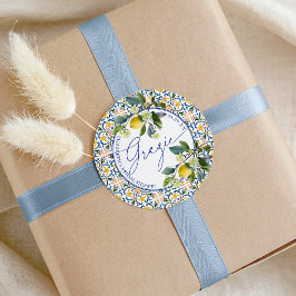 Italian Lemon Bridal Shower Grazie ラウンドシール