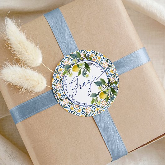 Italian Lemon Bridal Shower Grazie ラウンドシール