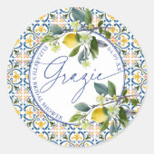 Italian Lemon Bridal Shower Grazie ラウンドシール (正面)
