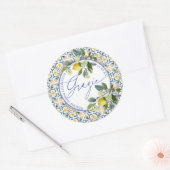 Italian Lemon Bridal Shower Grazie ラウンドシール (封筒)