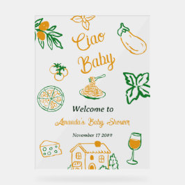 Italian Lemon Ciao Baby Pasta & Pizza Baby Shower アクリルサイン