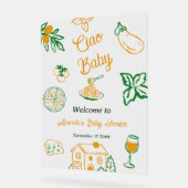 Italian Lemon Ciao Baby Pasta & Pizza Baby Shower アクリルサイン (傾斜)