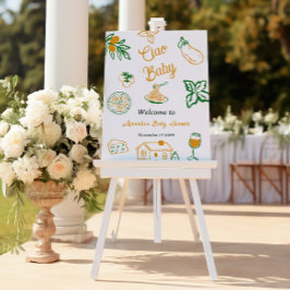 Italian Lemon Ciao Baby Pasta & Pizza Baby Shower ポスター