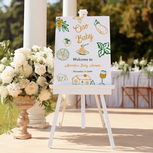 Italian Lemon Ciao Baby Pasta & Pizza Baby Shower ポスター