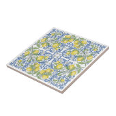 Italian Lemon Citrus Blue Majolica Tile Pattern タイル (側面)