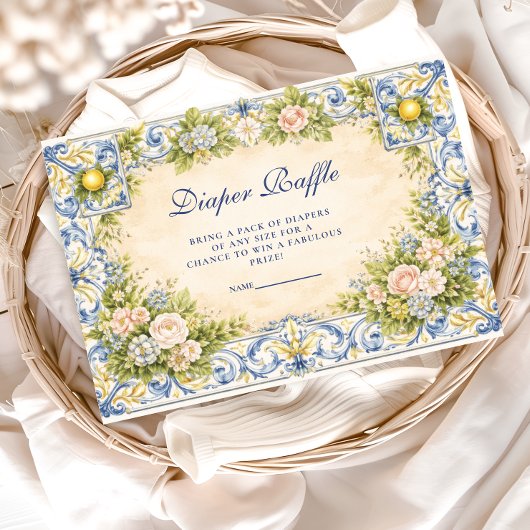 Italian Lemon Floral Frame Diapper Raffle エンクロージャーカード