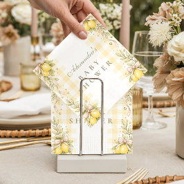 Italian Lemon Gingham Baby Shower スタンダードカクテルナプキン