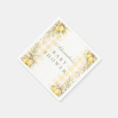 Italian Lemon Gingham Baby Shower スタンダードカクテルナプキン (角)